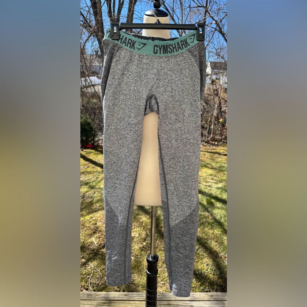 Gymshark Dry Moisture Management Flex Leggings Charcoal Marl & Aqua Size M